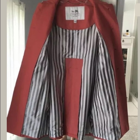 Coach Twill Belted Getaway Trench Coat Jacket L - Picture 5 of 8